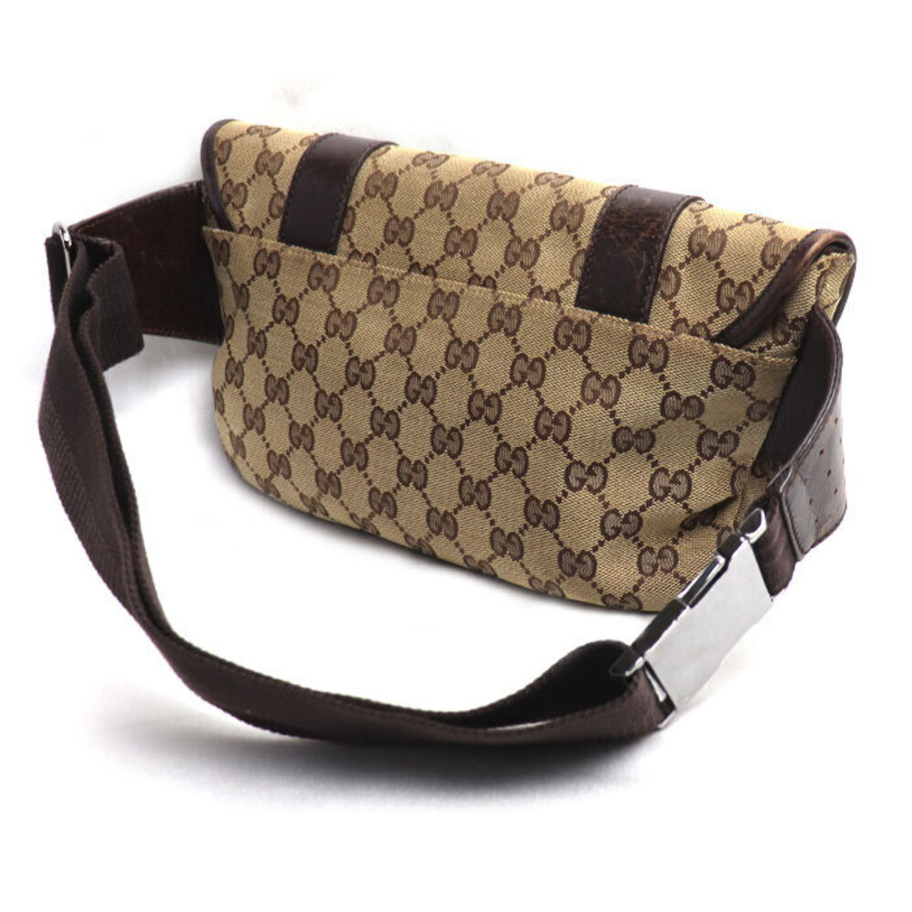 Gucci Canvas Belt Crossbody Waist GG Bum Brown Beige Body Bag
